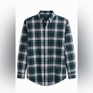 Ralph Lauren Men's Blue and Green Plaid Shirt